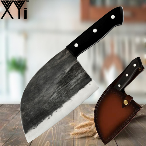 XYj Stainless Steel 6.5 inch Handmade Forged Chef Knife Full Tang Handle Chinese Knife Cleaver Butcher Knife Kitchen Knives ► Photo 1/6