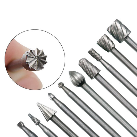 10pcs HSS Router Bits Burr Rotary Tools Set Rotary File Carving Knife Cutter Tool Engraving Wood Working Used for Dremel ► Photo 1/5