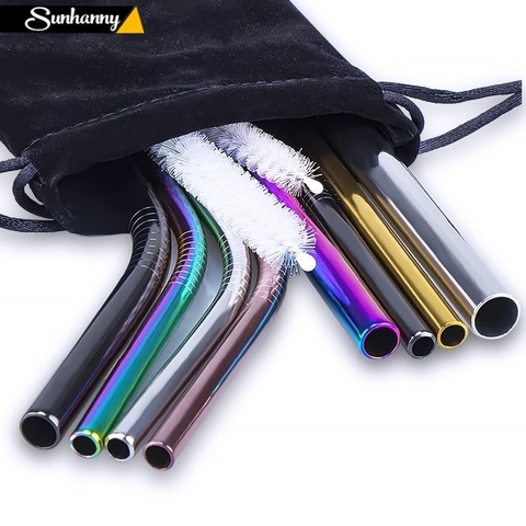 Reusable Straws Glass Straw, 8pcs Straw with Two Cleaning Brush