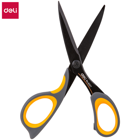 DELI Scissors E6027 Teflon coated Soft-touch 175mm 6-4/5 inch home office scissor hand craft scissors stationery ► Photo 1/5