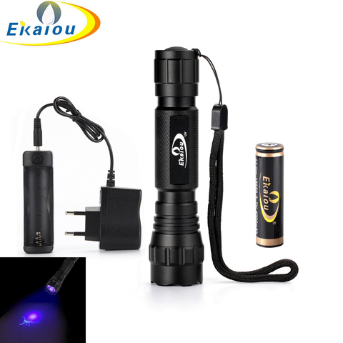 Portable WF-501B UV-Ultraviolet Led Flashlight Flash Light 18650 Tactical Torch Hunting Lamp 1 Mode 18650 battery + charger ► Photo 1/5