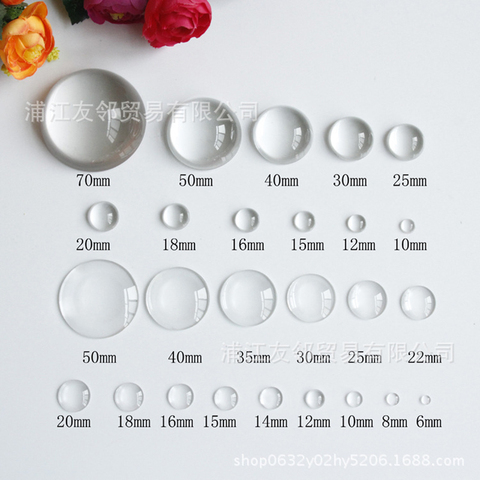 Mibrow 1 Pack Transparent Clear Round Flat Back Glass Cabochon 10mm 12mm 20mm 25mm Crystal Cabochon Cameo For DIY Jewelry Making ► Photo 1/5