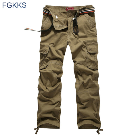 FGKKS 2022 New Arrival High Quality Spring Style Fashion Clothing Solid Mens Cargo Pants Cotton Men Trousers Joggers Plus Size ► Photo 1/6