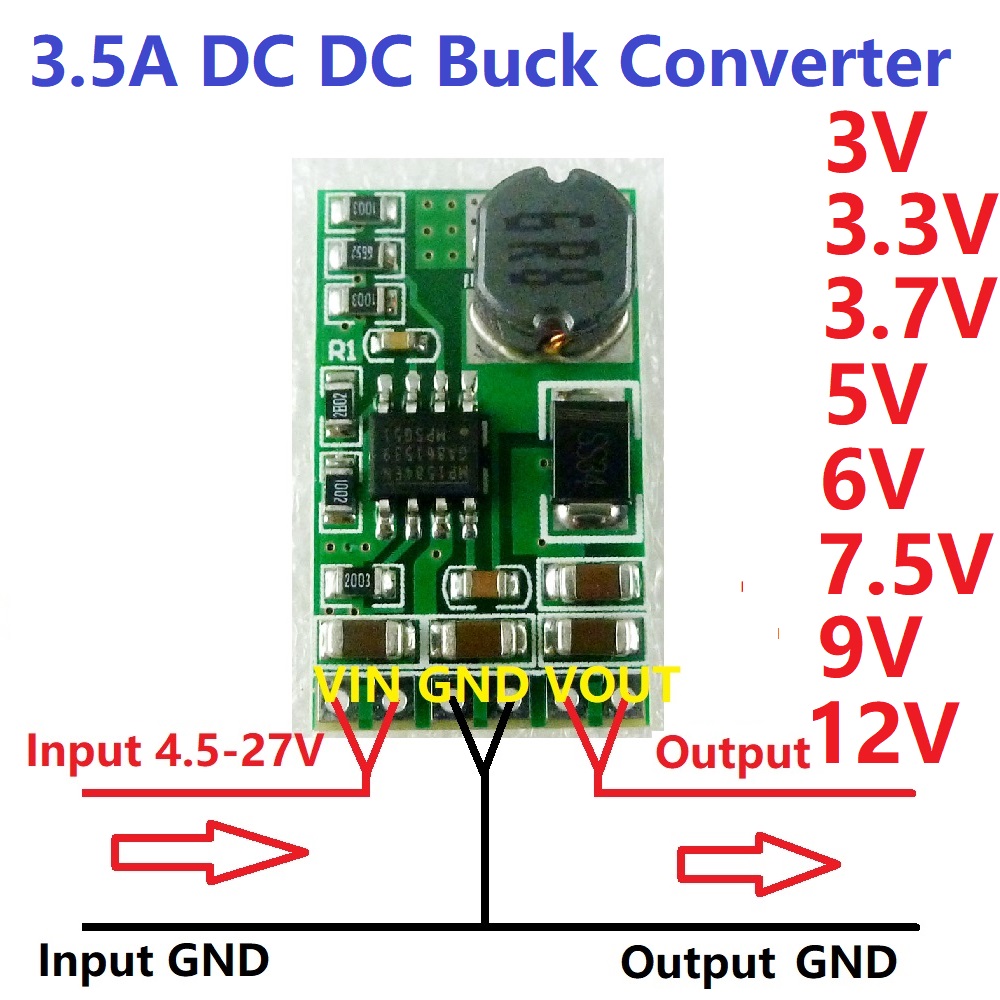 Dc Dc Buck Converter 12v 9v, Dc 3.3v 5v 12v Power Supply