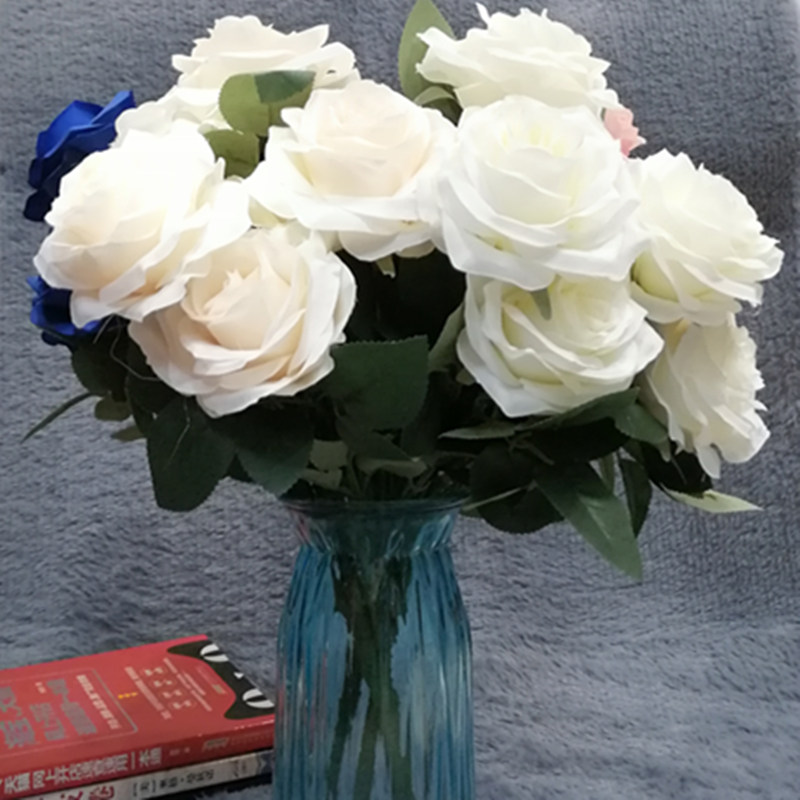 9 Heads Silk Rose Artificial Flowers Fake Bouquet Buch Wedding Home Party Decor