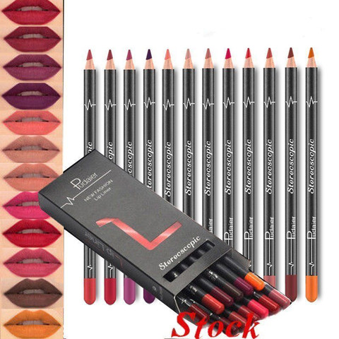 12Pcs/Set Waterproof Pencil Lipstick Set Pen Matte Lip Liner Long Lasting Makeup Pens Easy to Wear Non-stick Cup ► Photo 1/6