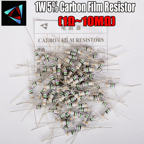 20pcs 1W 1R~10M 5%  Carbon Film Resistor  1K 1.5K 2.2K 4.7K 10K 22K 47K 100K 100 220 1K5 2K2 4K7 ohm resistance Carbon Film ► Photo 1/1