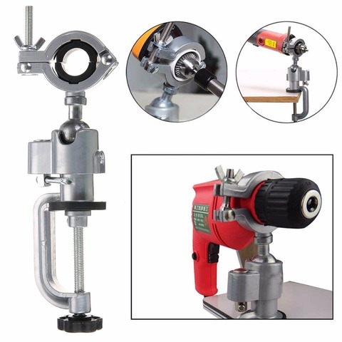Universal Clamp-on Bench Vises Holder Mini Electric Drill Stand Make the Grinder Flat 360 Rotating for Woodworking Aluminium ► Photo 1/6
