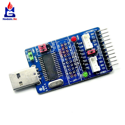 ALL IN 1 CH341A USB to SPI I2C IIC UART TTL ISP Serial Adapter Module EPP/MEM Converter For Serial Brush Debugging RS232 RS485 ► Photo 1/6