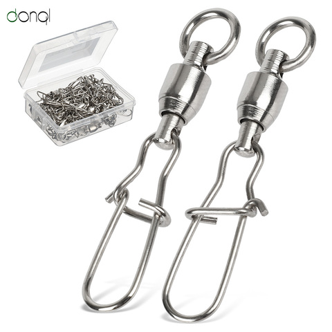 10/20/50/lot Stainless Steel Fishing Connector Swivels Interlock Rolling with Hooked Bearing Fishhook Lure Tackle Accessories ► Photo 1/6