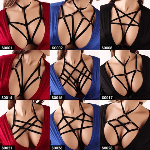 Pentagram Sexy Ladies Women Body Harness Bra Chest Bondage Lingerie Cage Bra Gothic Garter Belt Suspenders ► Photo 1/6