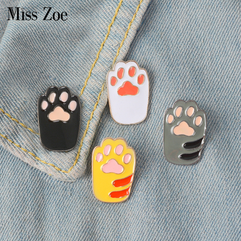 Cat Kitten Paws Enamel pins Cute Cartoon Orange White Black Grey Brooches Pins DIY Badge Gift Jewelry for Girl Kids Cat Fans ► Photo 1/6