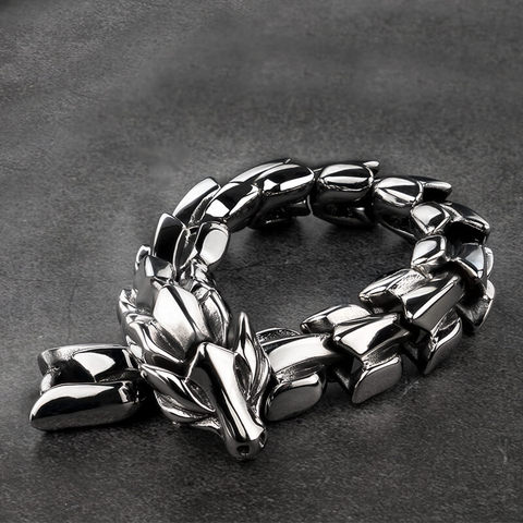 High quality Dragon Black vintage punk  bracelet for men stainless steel fashion Jewelry  hippop street culture mygrillz ► Photo 1/5