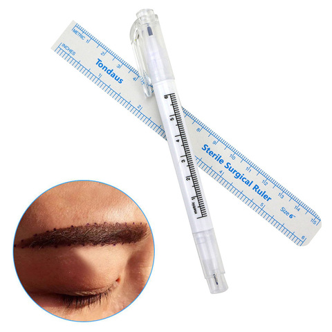 2Pcs/set Medical Surgical Scribe Pen Eyebrow Piercing Marker Pen Sterile Surgical Ruler Permanent Tattoo Beauty Accessories ► Photo 1/6
