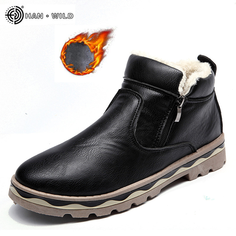 Black Men's Boots Designer Winter Shoes Men Warm Short Plush Casual Fur Boots Men 2022 New Keep Warm Winter Male Boots ► Photo 1/6