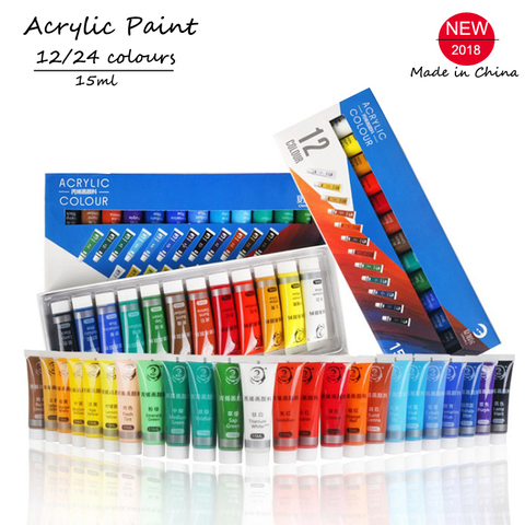 12/24 Colors 15ML Acrylic Paint Set Color Paint For Fabric Clothing Nail Glass Drawing Painting For Kids Waterproof Art Supplies ► Photo 1/6