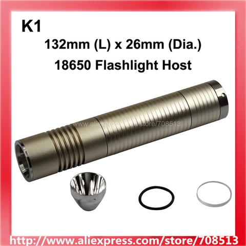 DIY K1 LED Flashlight Host 132mm(L) x 26mm(D) - Gold ► Photo 1/1