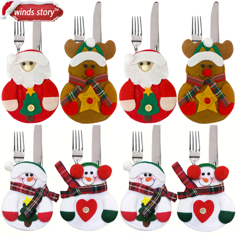 8pcs Christmas Decorations Snowman Kitchen Tableware Holder bag Party gift Xmas ornament Christmas decorations for home table ► Photo 1/6