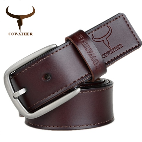 COWATHER fashion design cow genuine leather 2022 new men belts good quality male belt for men newest pin buckle XF013 ► Photo 1/6