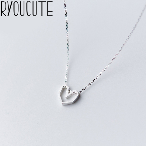 RYOUCUTE Real Pure Silver Color  Jewelry Long Heart Necklaces Statement For Women Accessories Kolye Collar Mujer ► Photo 1/3