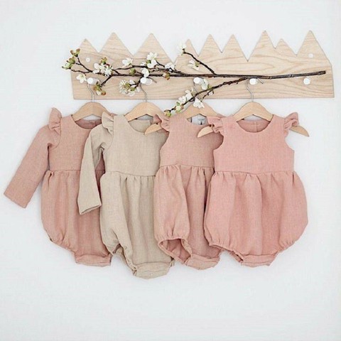 Autumn Baby Girl Clothes Cotton Long Sleeve Baby Romper For New Born Winter Boutiques Linen Playsuit Photo Props Infant Outfit ► Photo 1/6