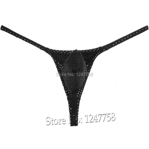 Men's Pouch Thong  Enhance Bulge T-back Breath Holes Thongs Mini Bikinis Elastic Underwear Male G-String ► Photo 1/1