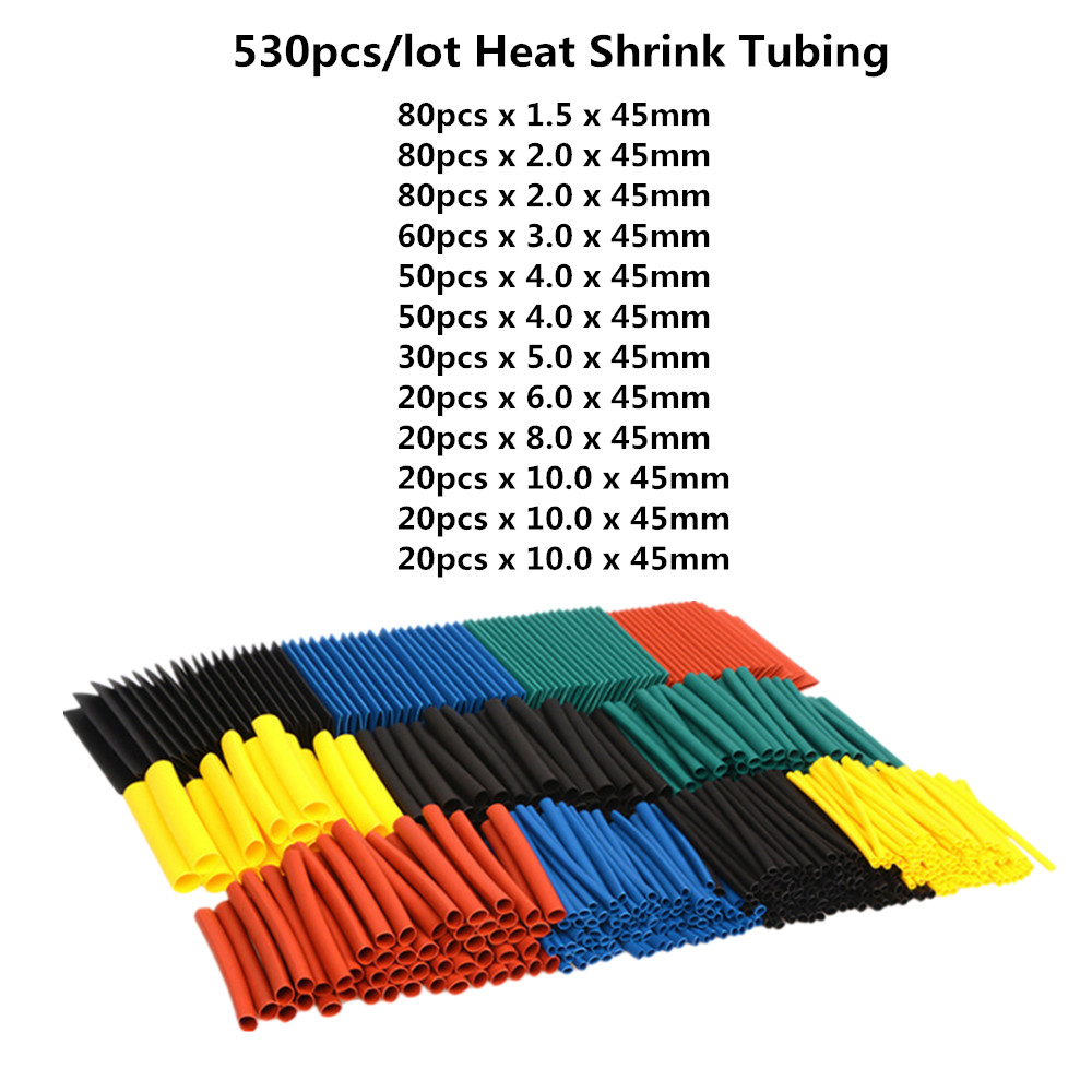 8 Sizes Multi Color 300pcs Polyolefin Heat Shrink Tubing Sleeving Tubes 