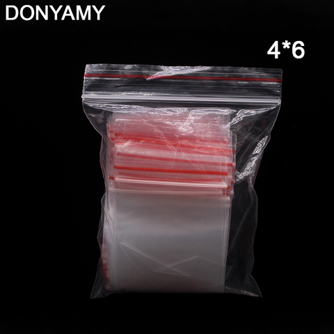 DONYAMY 100pcs 4 X 6CM RECLOSABLE ZIP LOCK CLEAR PLASTIC STORAGE BAGS FOR SMALL ITEMS ► Photo 1/6