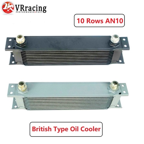VR - Aluminum Universal Engine transmission AN10 Oil Cooler 10rows SILVER/BLACK VR7010 ► Photo 1/6
