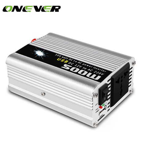 Onever 500W Car Inverter 12v 220v 50Hz Auto Inverter 12 220 Cigarette Lighter Plug Power Converter Inverter Peak Power 1000W ► Photo 1/6