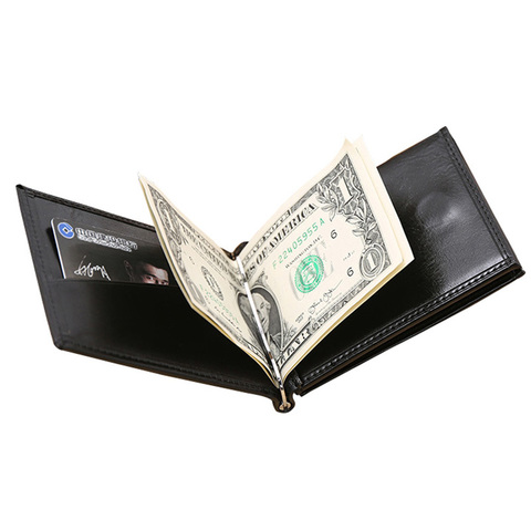 New Brand Luxury Business Man money clip wallet with metal clamp magnet hasp card slots slim designer leather purse for men ► Photo 1/6