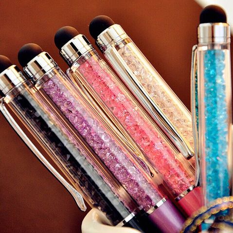 (1Pcs/Sell) Creative Crystal Pen Diamond Ballpoint Pens Stationery Ballpen Stylus Pen Touch Pen 11 Colors Oily Black Refill ► Photo 1/6