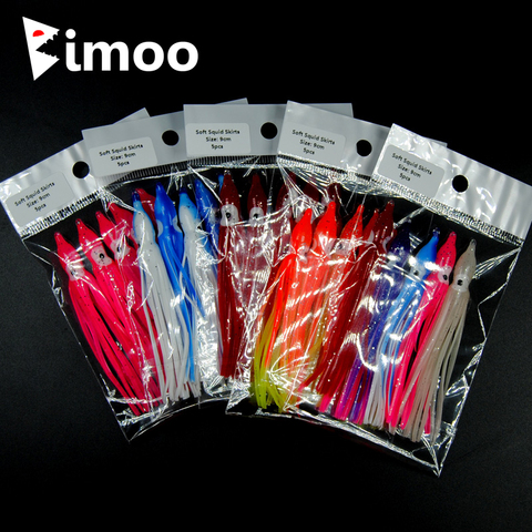 Bimoo 2bags=10pcs 9cm Soft Squid Skirts Orange Red Pink Blue Luminous Plastic Octopus Skirt ► Photo 1/6