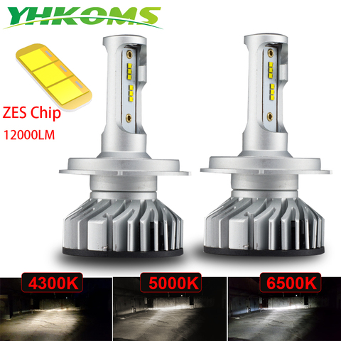 YHKOMS 4300K 5000K 6500K Canbus H4 H7 H11 H1 LED H8 H9 H3 9005 9006 Car Headlamp 60W 12000LM ZES Auto Fog Lighting Lamp 12V 24V ► Photo 1/6