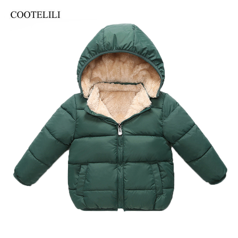 COOTELILI Fleece Winter Parkas Kids Jackets For Girls Boys Warm Thick Velvet Children's Coat Baby Outerwear Infant Overcoat ► Photo 1/6