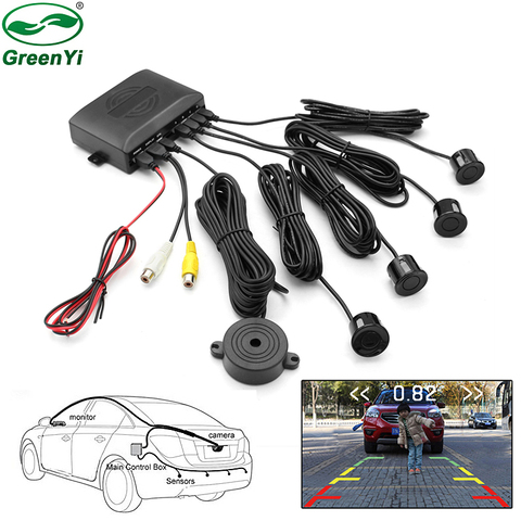 4 Sensors Car Video Parking Sensor Visible Reverse Backup Distance Alarm, Car Monitor Parking Assistance System ► Photo 1/6