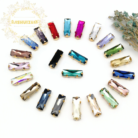 5*10 5*15 Mix color Rectangle Glass Crystal sew on rhinestones with gold claw Diy wedding dress accessories Free shipping ► Photo 1/5