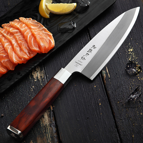 HEZHEN 180mm Deba Knife X9Cr18MoV Stainless Steel Cuisine Carving Tuna Salmon Sushi Sashimi Knife Kitchen Knives Cutting Tool ► Photo 1/6