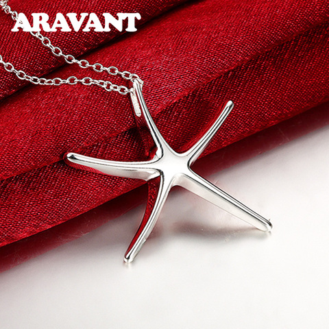 925 Silver Jewelry Necklace Chains Fashion Big Starfish Pendants Necklaces For Women Jewelry Gifts ► Photo 1/6