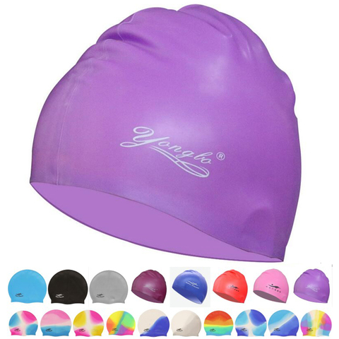 New Women Men Waterproof Flexible Silicone Gel Ear Long Hair Protection Swim Pool Swimming Cap Hat Cover for Adult Children Kids ► Photo 1/6
