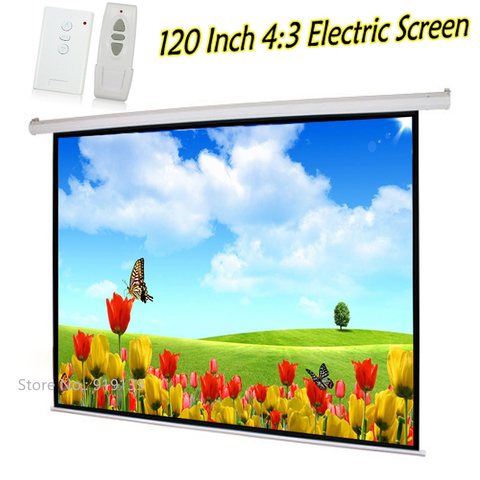Automatic Pull Down Beamer Projector Screen 120 Inch 3D Cinema Electric Projection Screen 4:3 Best Price For School Office ► Photo 1/6