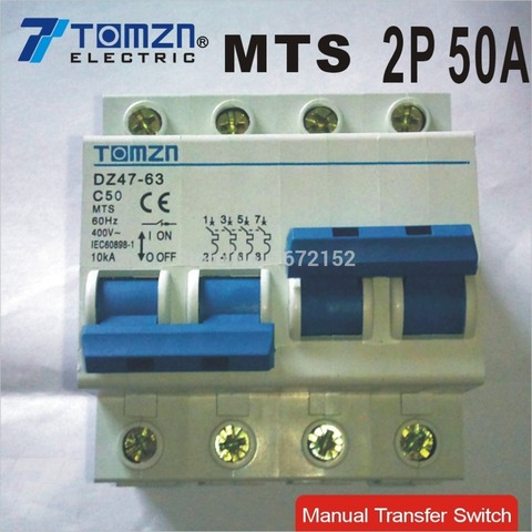 2P 50A MTS Dual power Manual transfer switch Circuit breaker MCB 50HZ/60HZ 400~ ► Photo 1/1