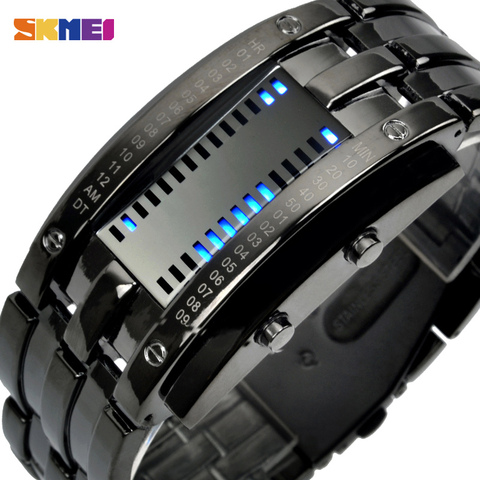 SKMEI Fashion Creative Sport Watch Men Stainless Steel Strap LED Display Watches 5Bar Waterproof Digital Watch reloj hombre 0926 ► Photo 1/6