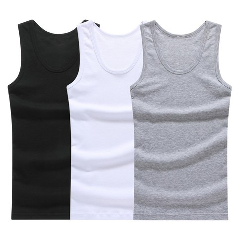 Hot Sale 3pcs / 100% Cotton Mens Sleeveless Tank Top Solid Muscle Vest Undershirts O-neck Gymclothing Tees Whorl Tops ► Photo 1/6