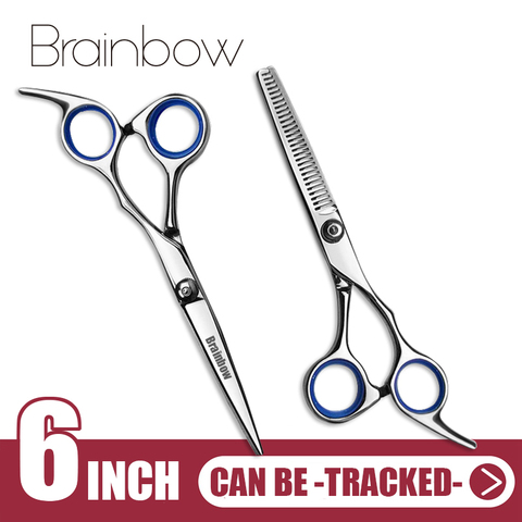 Brainbow 6 inch Cutting Thinning  Styling Tool Hair Scissors Stainless Steel Salon Hairdressing Shears Regular Flat Teeth Blades ► Photo 1/6
