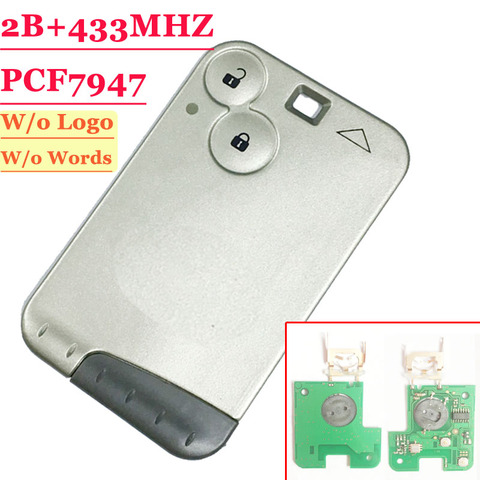 (1piece)433MHZ pcf7947 chip 2 Button Remote Card smart key  For Renault Laguna Card with  Grey Blade ► Photo 1/1