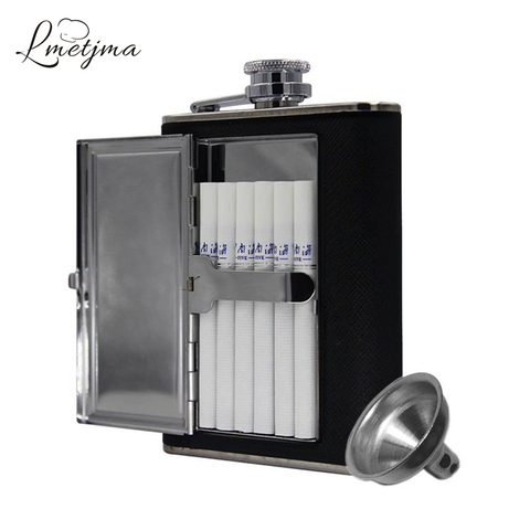 LMETJMA 5oz Hip Flask & Creative Cigarette Case Stainless Steel Hip Flask Wine Flagon Pot Liquor Alcohol Whiskey Bottle KC0326-3 ► Photo 1/1