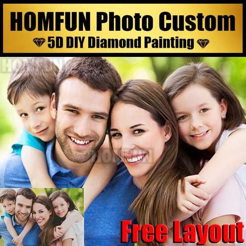 HOMFUN 5D DIY Diamond Painting Private custom Photo Custom Make Your Own Diamond Painting Full Diamond Rhinestone Embroidery ► Photo 1/6
