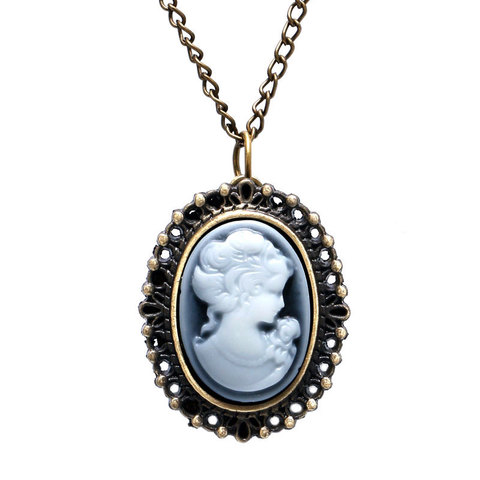 Women's Stainless Steel Cameo Pendant with Chain 