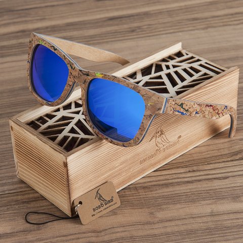 BOBO BIRD Mirror Wood Sunglasses for Men Polarized Color Women Sun Glasses oculos de sol feminino W-AG021 ► Photo 1/6